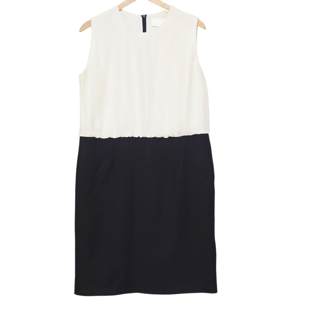 Elegant Black and Beige Sleeveless Dress Size US 12